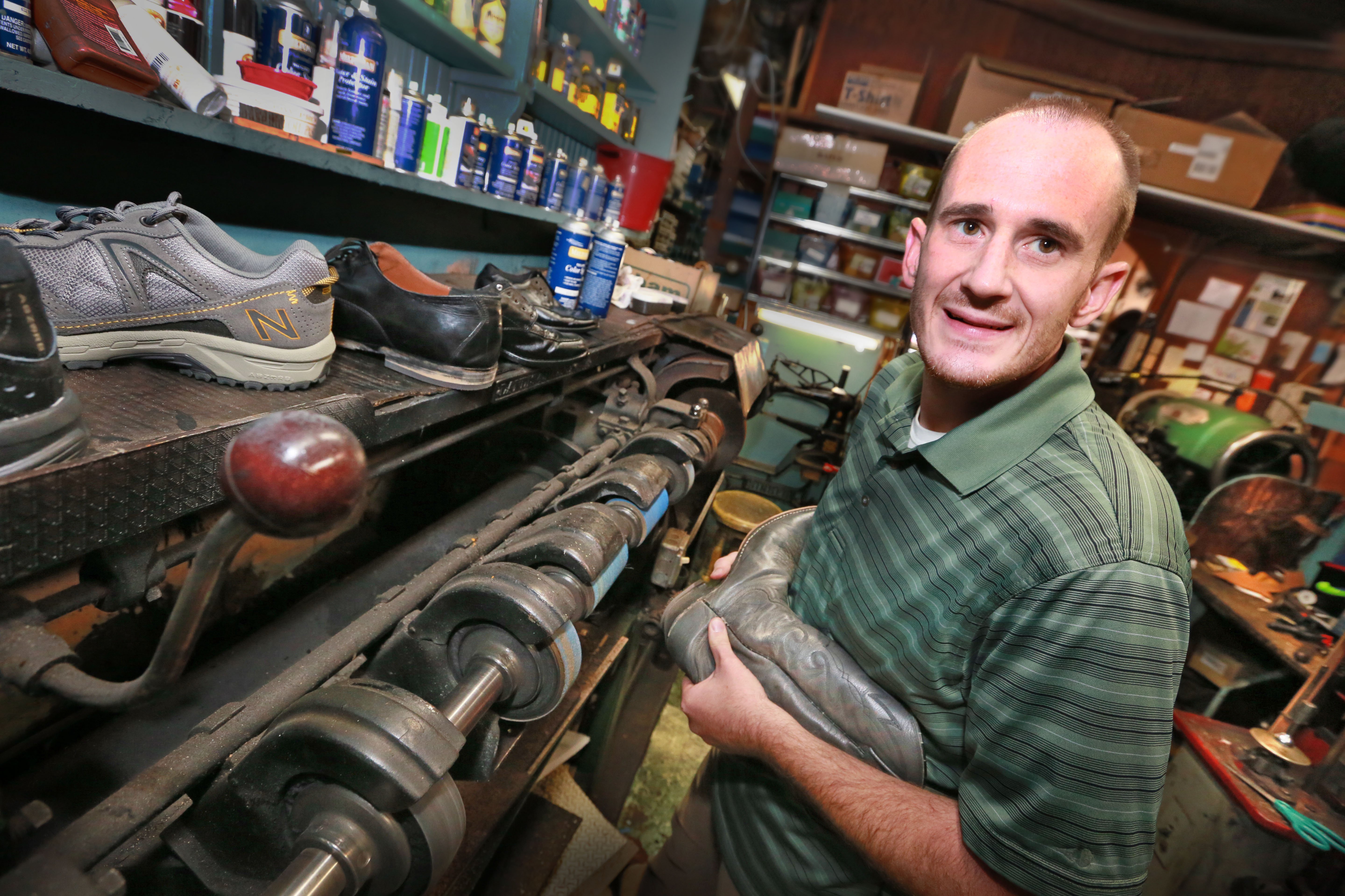 Jim Coffman, manager of Eckstein Shoe store